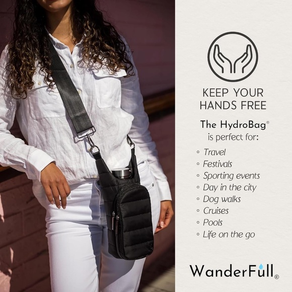 WanderFull Original HydroBag Crossbody Water Bottle Holder in Matte Black - Picture 5 of 5